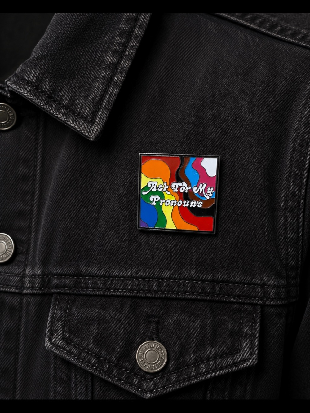 Rainbow 'Ask For My Pronouns' Enamel Pins set of 3
